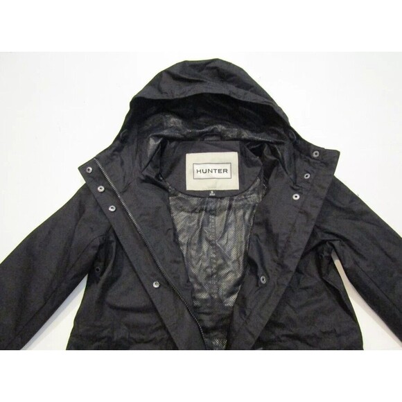 Hunter Jackets & Blazers - HUNTER Women's M Rubberized Cotton Smock Hooded Rain Jacket Black NWOT